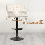 Bar Stool Set of 2 Retro Design Height Adjustable Faux Leather - Cream/Black