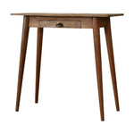 Solid Wood Mini Writing Desk, 1 Drawer, Brown