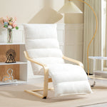 Lounge Chair with Adjustable Footrest, Rocking, Sherpa Fleece, White
