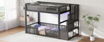Bunk Bed with Storage Ladder and LED, 90x200cm, Black Metal