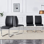 Chairs (Set of 4), Comfortable with Silver Metal Legs, Black PU