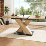 Telescopic Dining Table, Extendable 119-158.5cm Kitchen/Living Room, Wood-Colored