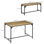 Dining Set, Industrial Design 3-Piece 4 People, Natural Wood