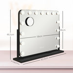 LED Cosmetic Mirror, 3 Light Modes, Dimmable, Touch Control, Black