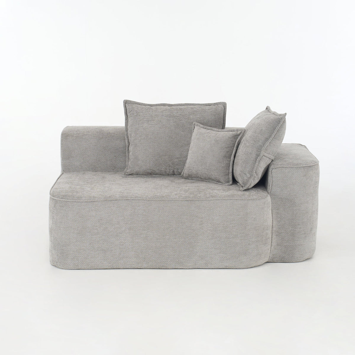 Comfortable 2-Seater Sofa with Side Pockets and Cushions, No Assembly, Grey