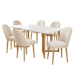 6 Dining Chairs Modern Gold Metal Legs Beige Velvet