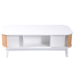 Coffee table rattan, drawers with rattan and solid wood slats, solid wood legs, natural country style.