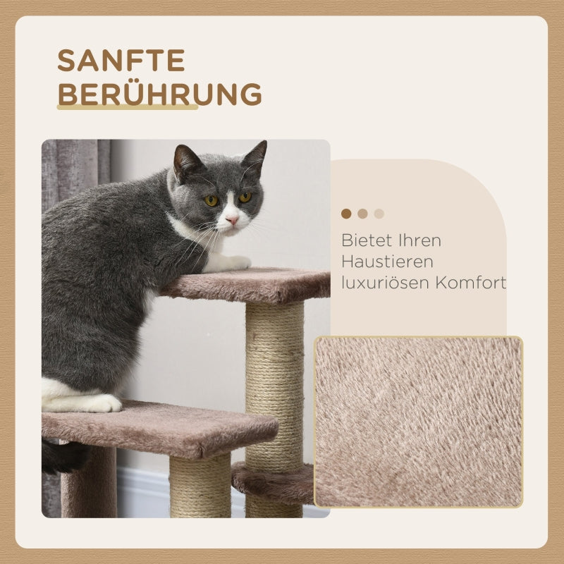 Cat Tree, 3 Steps Play Ball, Brown