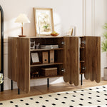 Sideboard - Wave Doors, Handleless, Adjustable Shelves, 120x35x80 cm - Wood