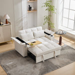 3-in-1 Sleeper Sofa Daybed, Adjustable Backrest USB Port Hidden Cup Holder, Beige
