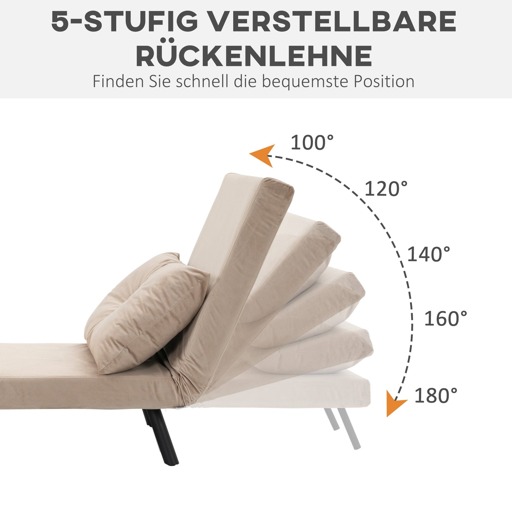 Sofa Bed/Recliner Guest Bed Adjustable Backrest, Velvet Beige