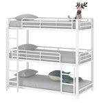 Triple Bunk Bed Frame for Children and Adults, 90x200cm Metal, White