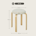 Dining Room Stools, Stackable Round Stools, Linen Look, Cream White