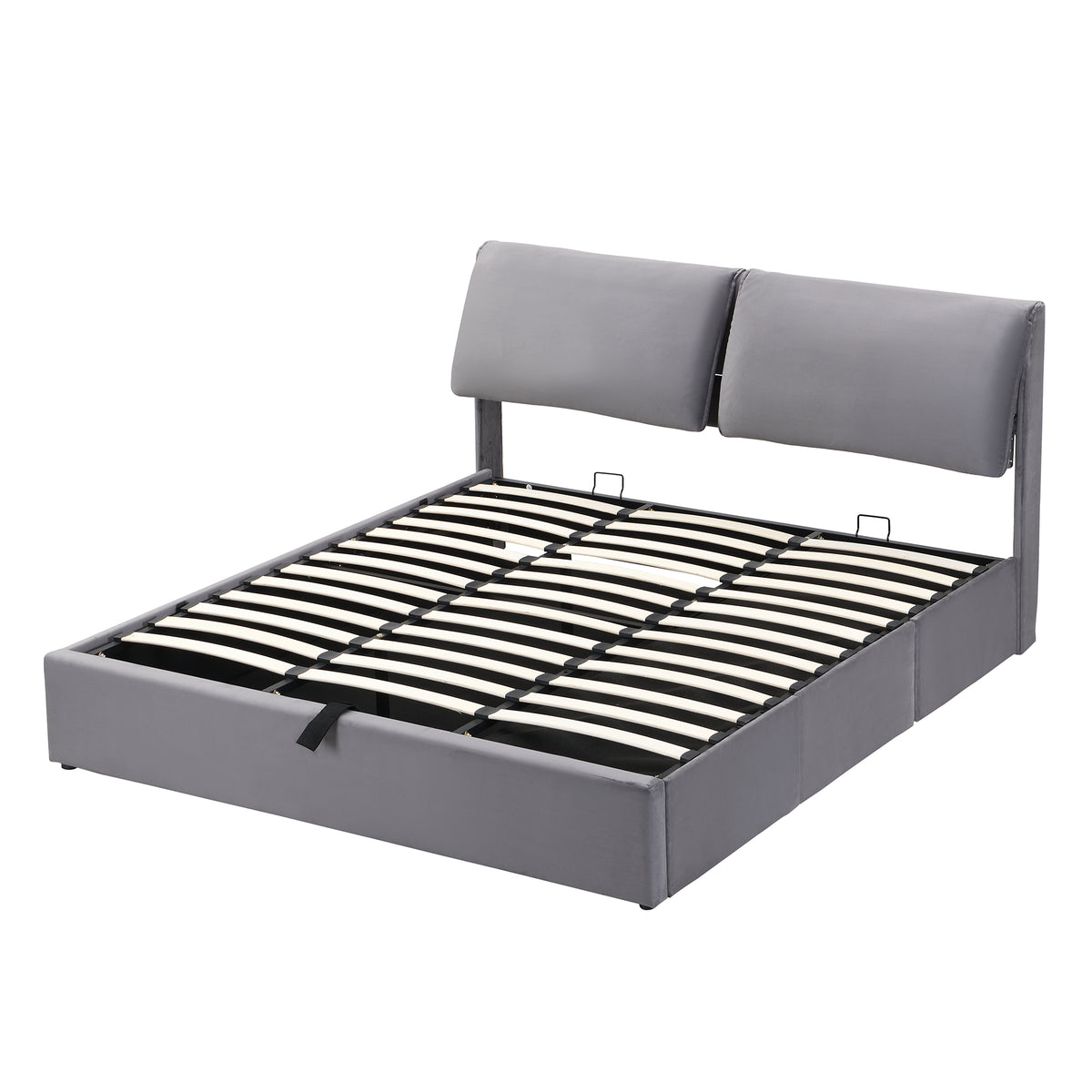 Upholstered Bed 180x200 with Hydraulic Storage, Grey Velvet