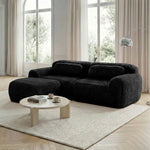 L-shaped 2-seater Sofa Modular Plush Fabric with Cushions - Black
