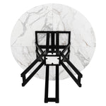 Round Dining Table 100cm 4-6 Seater - Black Legs Marbled MDF