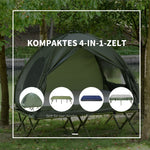 Elevated Camping Bed Dome Tent & Air Mattress with Pump, Taffeta, Green