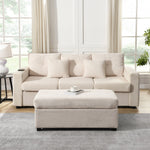 Sofa, Modern LED Combination with Cloud-Like Seating, 3-Seater + Ottoman, Modular L-Shaped