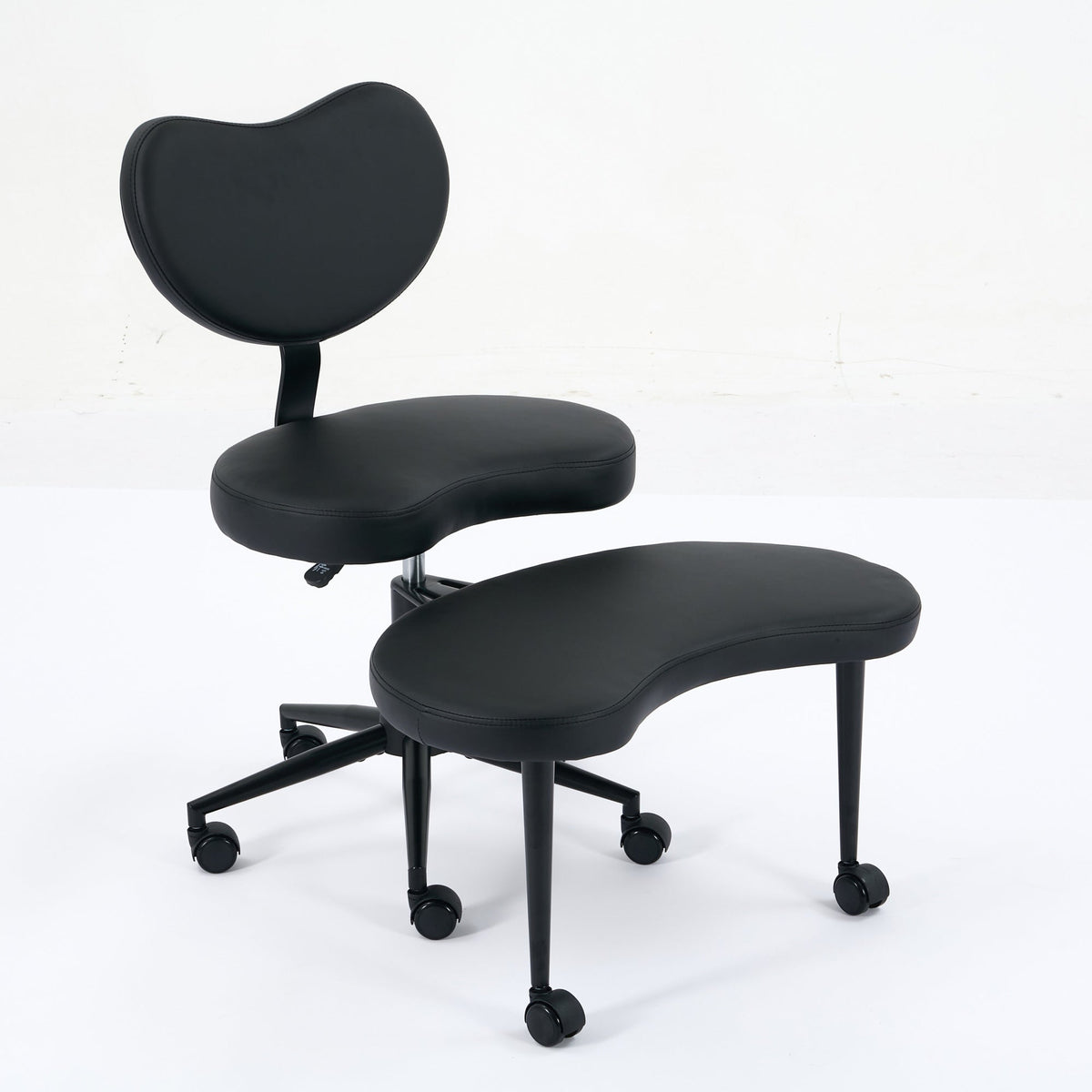 Meditation Chair Plus, Cross Legged Desk Chair with Wheels and Lumbar Support, Black PU