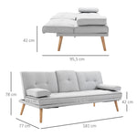 Sleeper Sofa Comfortable 3-Seater Sofa Bed, Light Gray Linen