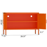 Locker Cabinet Metal Storage TV Stand with 2 Doors Orange