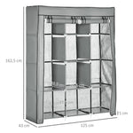 Fabric Wardrobe, Foldable Clothes Rails 8 Tiers, Light Grey