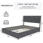 Modern Minimalist Soft Bed, Comfortable Headboard, High Box, 140x200CM, Gray