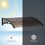 Front Door Canopy Lean-to Polycarbonate Weatherproof 75x100cm, Brown