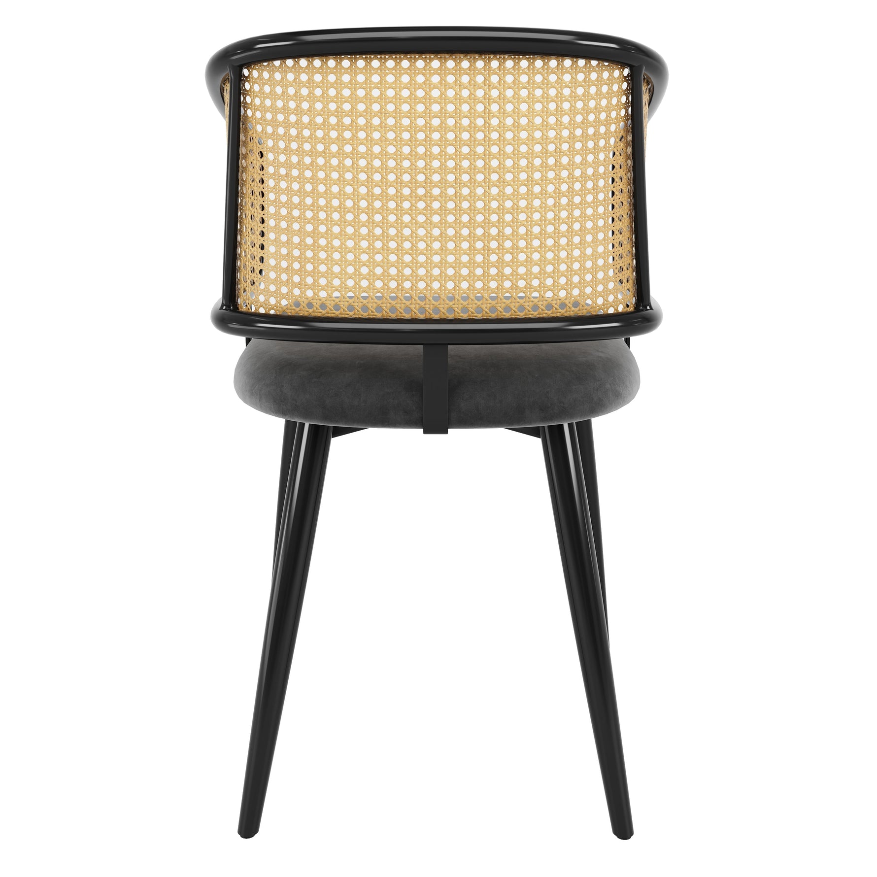 Dining Chairs Set of 6 Rattan Backrests Velvet Cushions Modern Style