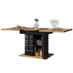 Telescopic Dining Table 110-140x80cm Foldable Extendable Checkered Pattern