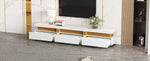 Lowboard TV Cabinet Modern 200cm 3 Drawers Cable Management - Marble Look