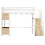 Loft Bed 90x200cm with Storage Ladder - White Iron Frame