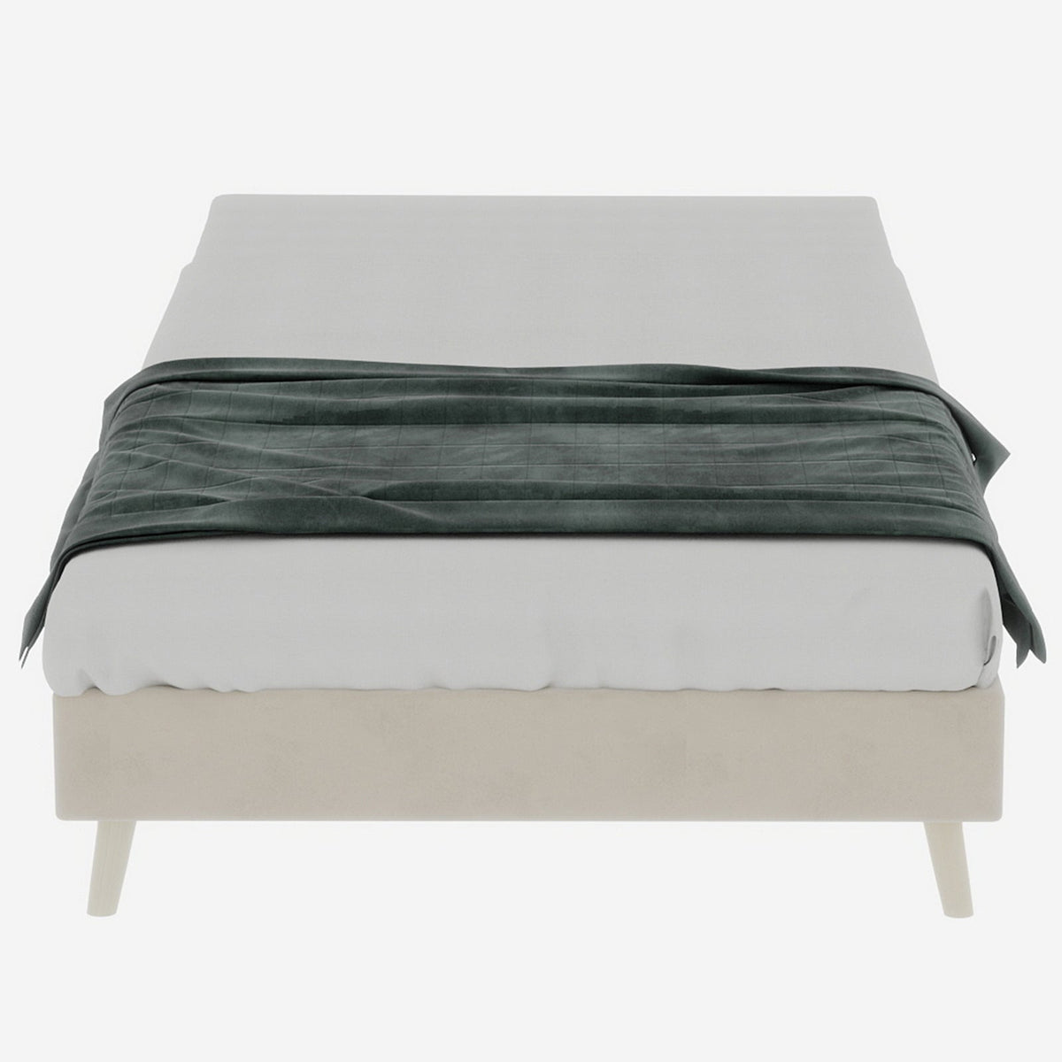 Modern Minimalist Bed Frame, 90x200 cm, Low-Profile, Dutch Velvet Beige