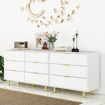 Modular Drawer Unit with 9 Drawers and Modern Sideboard Set, White and Gold
