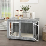 Dog Cage, Pet Crate with Cushion, 2 Locks, Grey