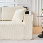 Modular L-shaped Corner Sofa 2-Seater Chaise Longue Corduroy Beige
