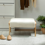 Stool, soft seat cushion, wooden legs, corduroy look cream white