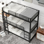 Triple Bunk Bed 90x200cm Metal for Children & Adults, Black