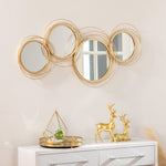 Mirror Set, 4 Round Mirrors Wall Decoration, Elegant Metal
