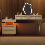 Dressing Table Set with LED Mirror & 4 Drawers, White