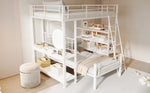 Bunk Bed, Loft 140x200 Multifunctional with Storage, White Metal