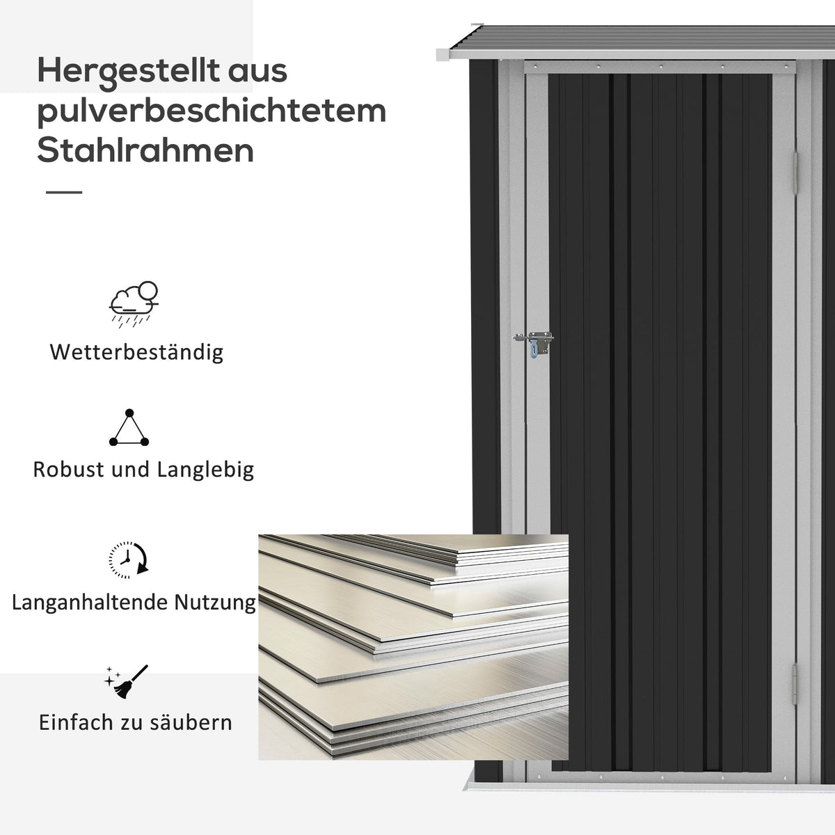 Garden Shed Outdoor Steel Dark Grey