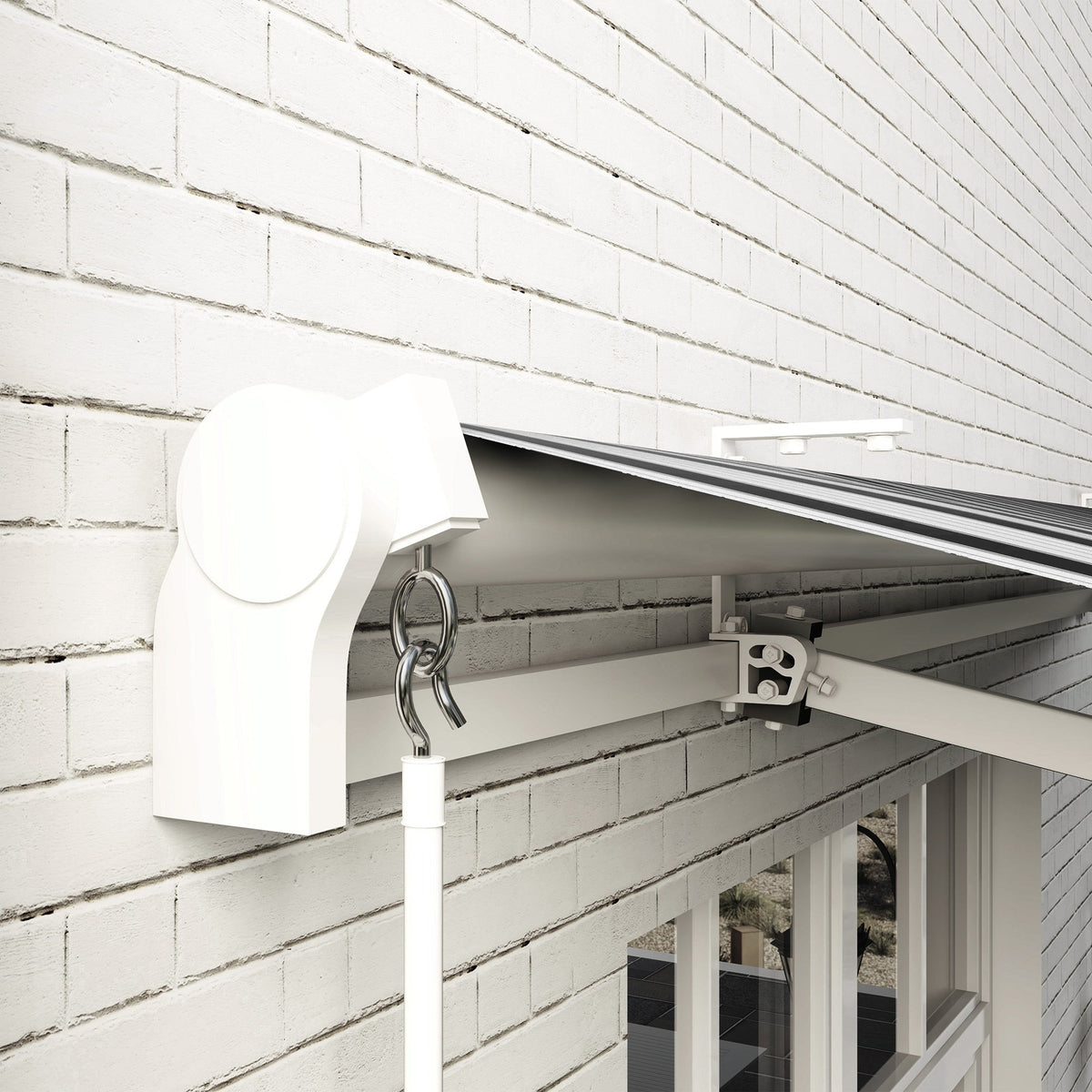 Balcony Awning UV-Resistant Hand Crank Aluminum Polyester, White+Blue