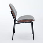 Dining Chairs Set of 2 Mid Century Modern Walnut Bentwood Back - Gray PU Leather