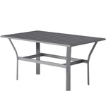 Side Table, Slat Design Weatherproof Outdoor, Metal Dark Gray