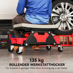 Workshop Stool, Rolling Seat with Storage Drawer, 135 kg Load Capacity, Gray