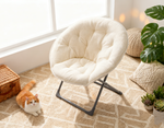 Folding Saucer Moon Chair Portable Soft Sheep's Wool Beige