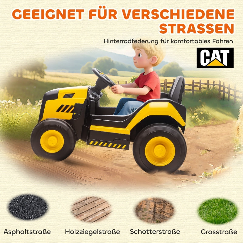 Children's Ride-On Construction Vehicle with Remote Control and Bluetooth, Yellow