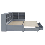 Solid Wood Sofa 90/180x190cm Pull-out Bed Storage Drawers, Grey