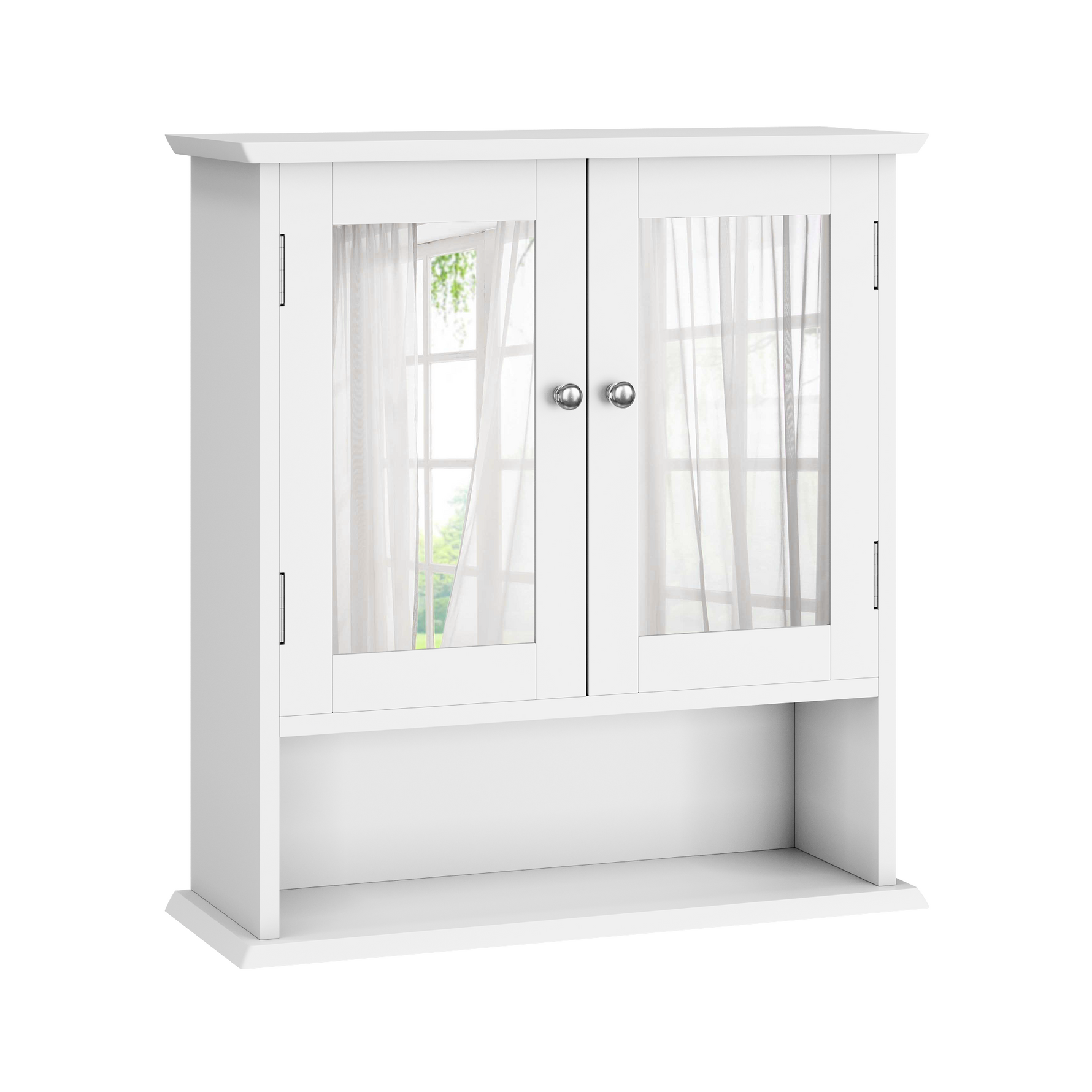 Bathroom Cabinet, Mirror & Adjustable Shelf, White